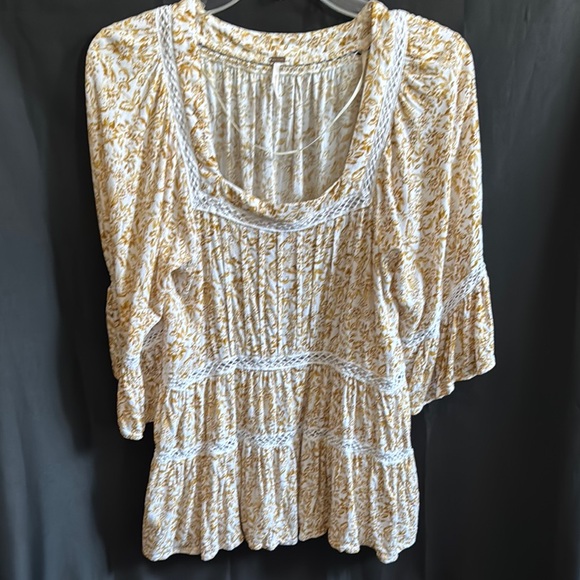 Free People Tops - *Sold* Free People White Smocked Tiered Blouse